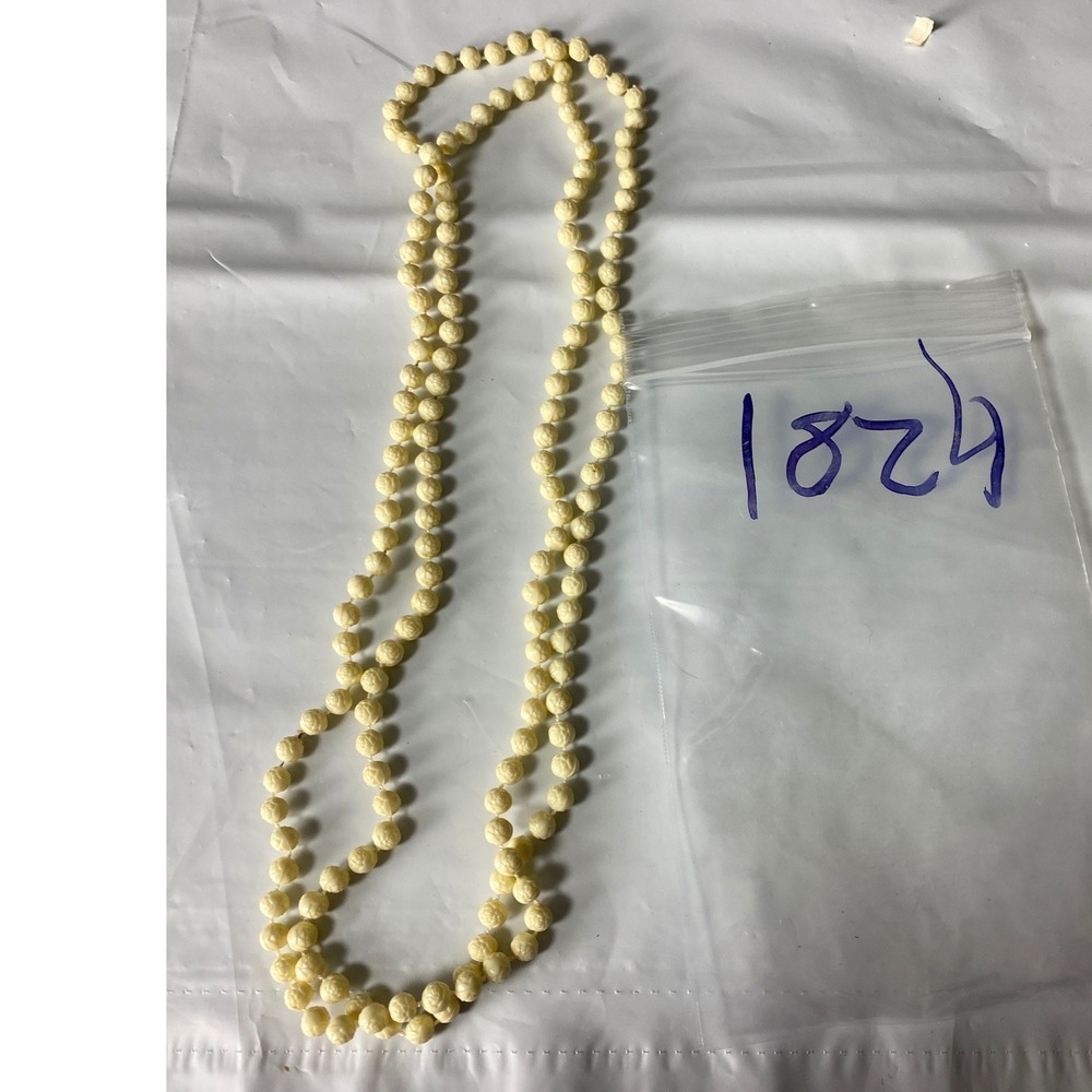 Long Cream Beaded Necklace Layering Boho Statement‎ - Picture 2 of 2